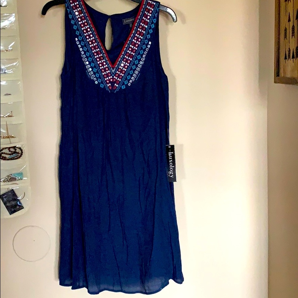 Luxology Navy Boho Dress